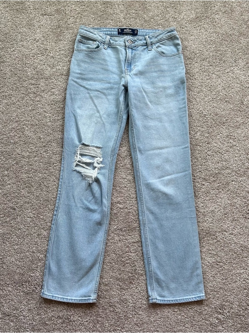 Hollister Low Rise 90s Vintage Straight Jeans 3R W26 Distressed Light Wash